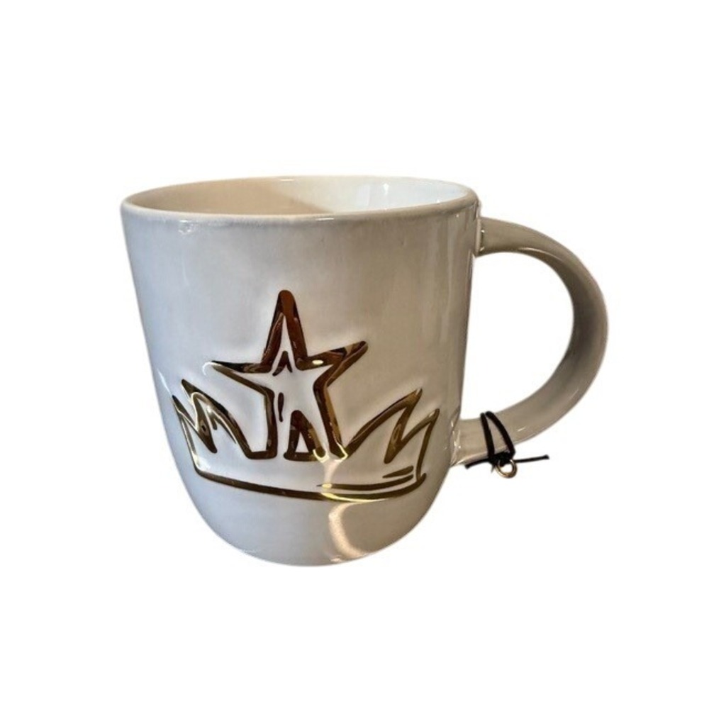 Starbucks 2016 Anniversary Collection Gold Crown Star Design Coffee Cup 14 oz